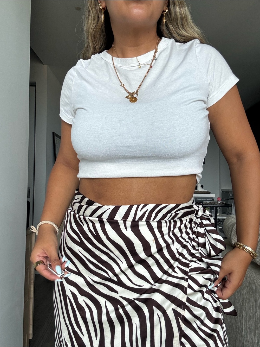 Shoe Dazzle Zebra Print Wrap Skirt